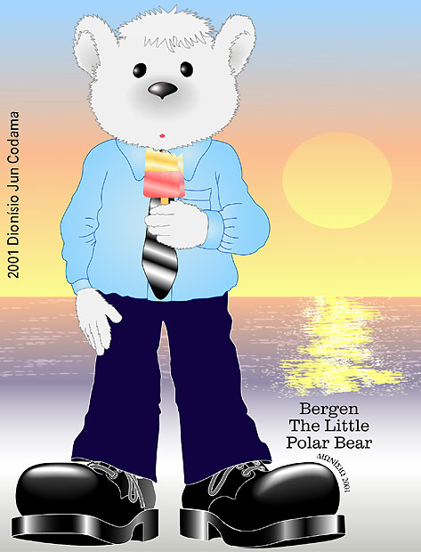 Bergen polar bear with tie shoes popsicle summer